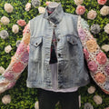 Penelope Washed Denim Crochet Sleeve Jacket