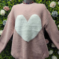 Hatty Heart Cable Knit Jumper Rose and Ivory