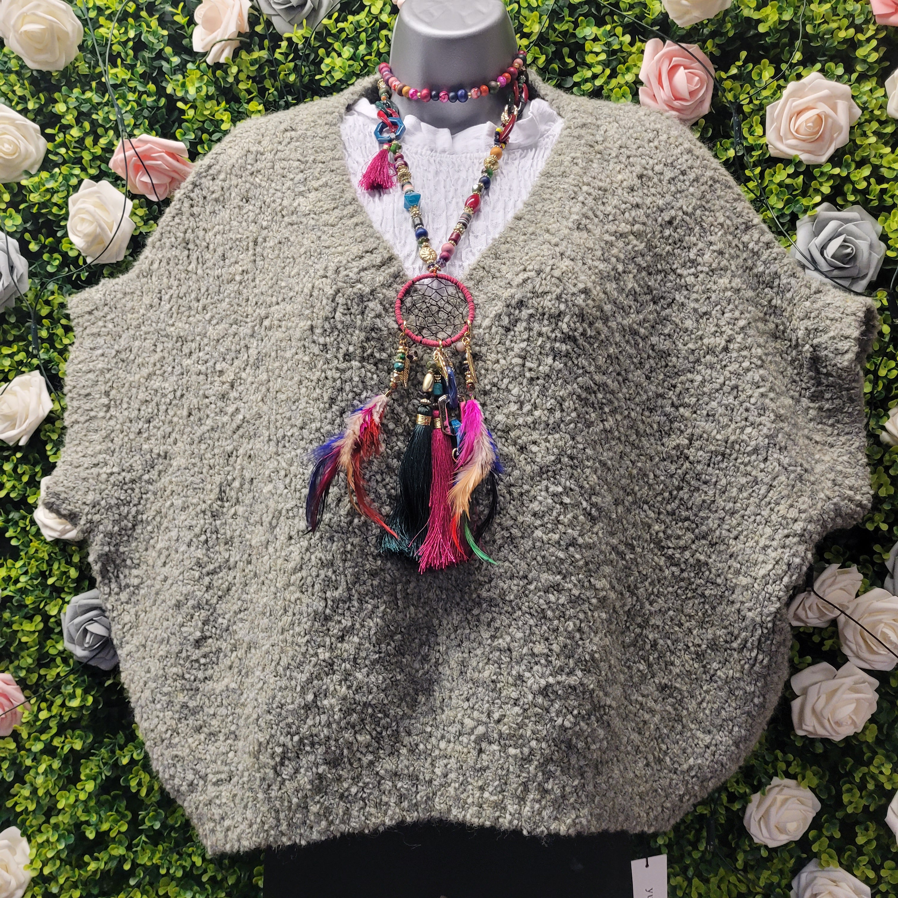 Teddy Boucle Knit Tank Sage