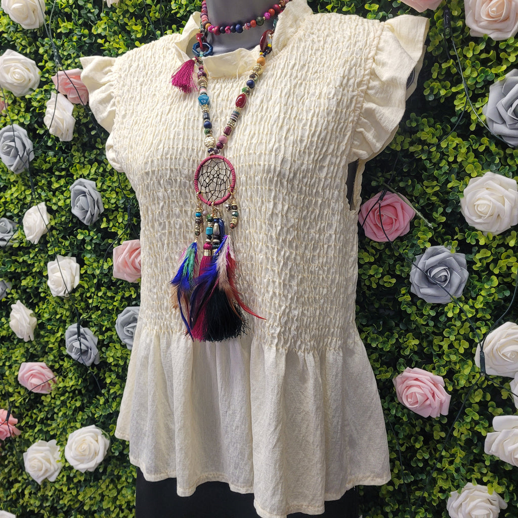 Gemima Frill Elastine Top Lemon