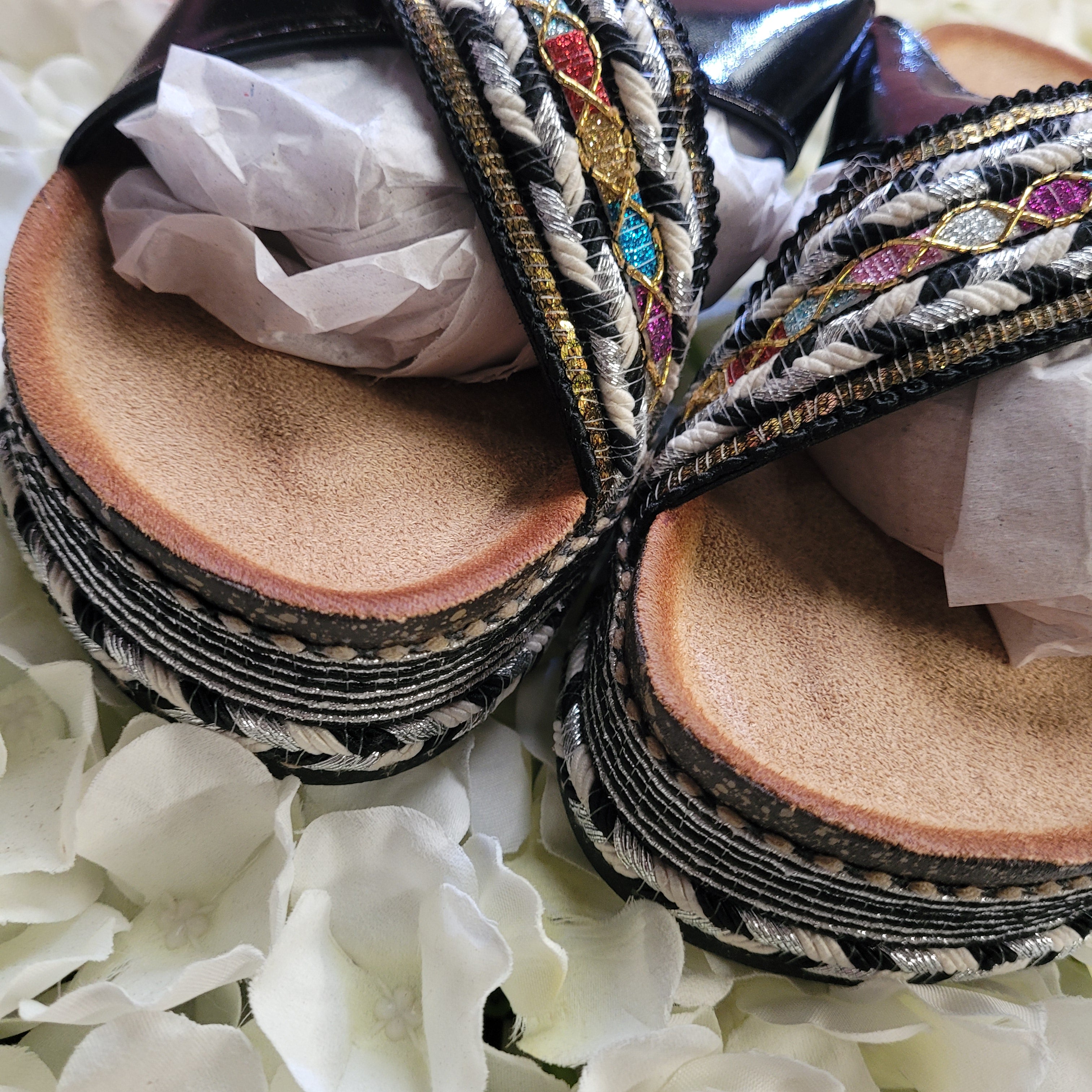 Fiora Wedge Glitz Embellished Slider Black