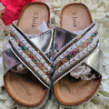 Fiora Wedge Glitz Embellished Slider Silver