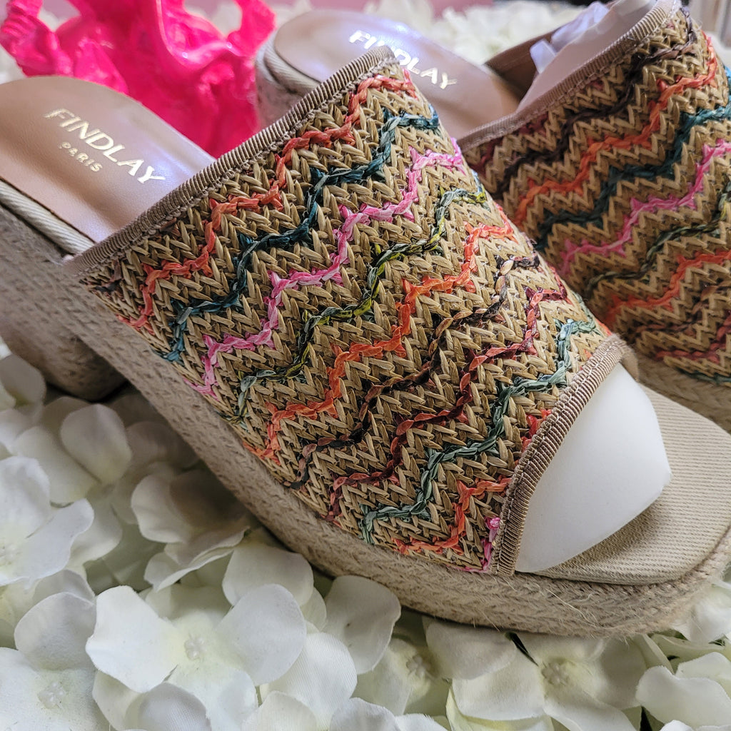 Belinda Neutral Weave Festival Wedge Sliders