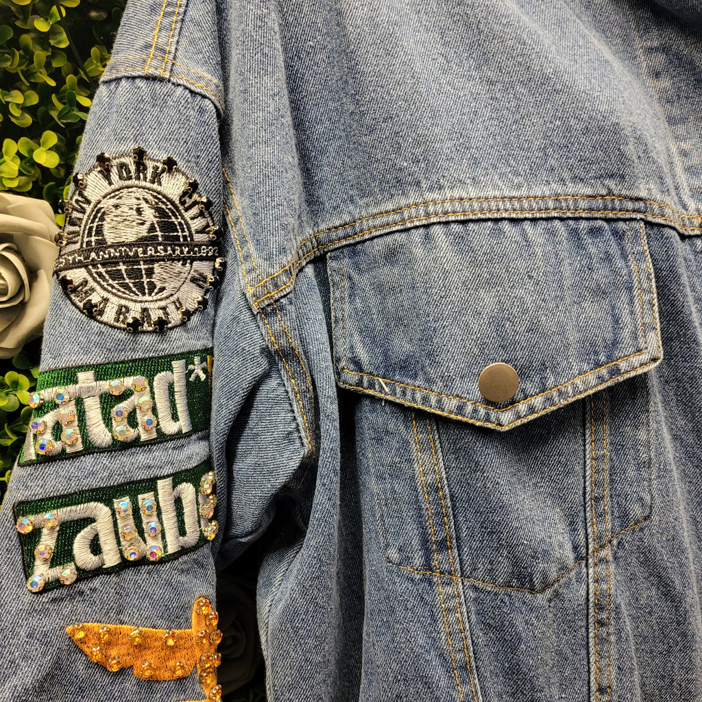 Embellished Tiger Back Denim Jacket