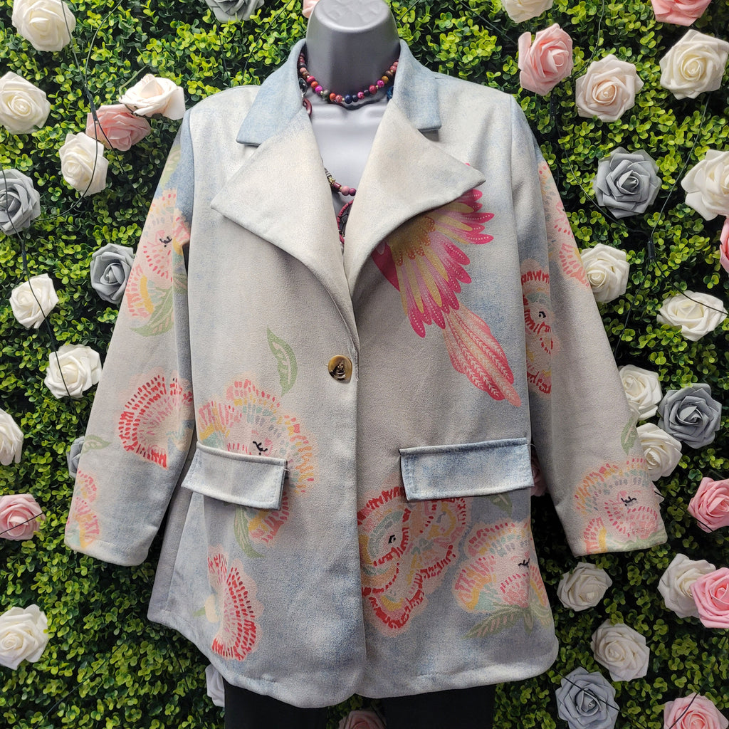 Petra Pink Parrot Backed Lightweight Blazer