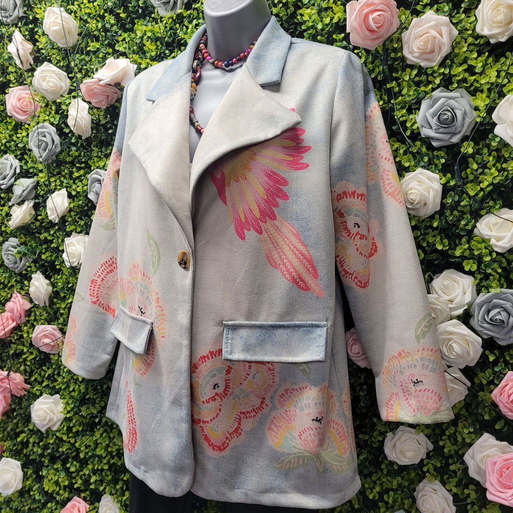 Petra Pink Parrot Backed Lightweight Blazer