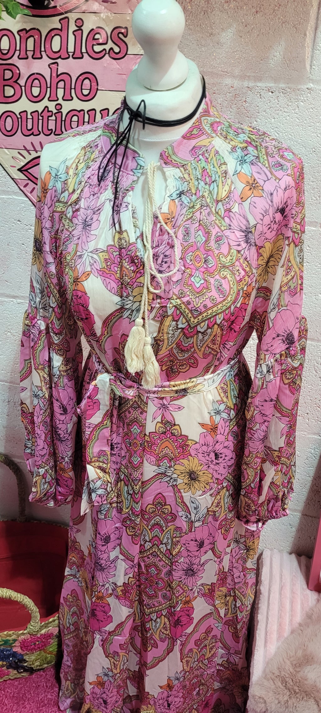 Rachel Rose Paisley Smock Dress, Mixed Pinks & Ivory