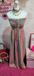 Ariana Bandeau Aztec Festival Maxi Dress Mocha & Pink