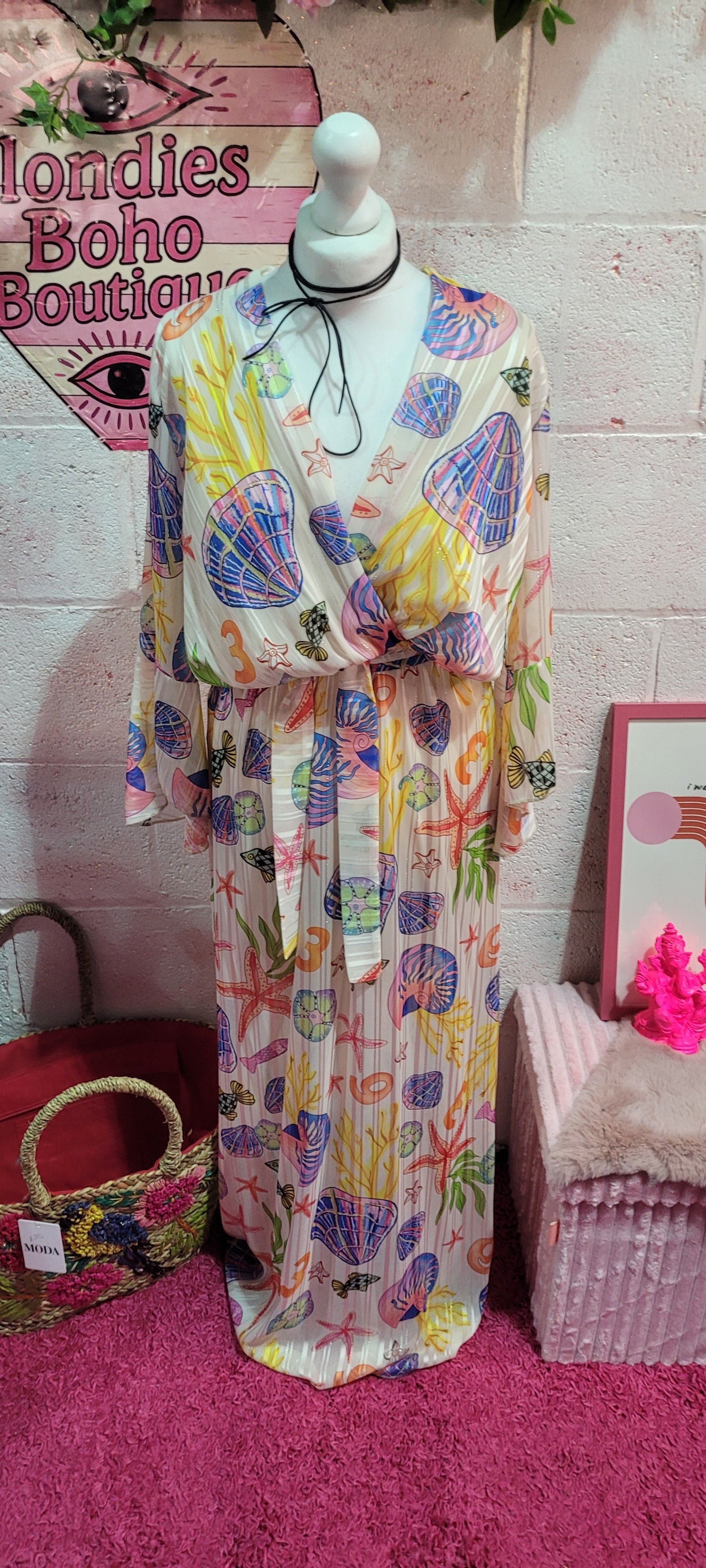 Troiska Collection Silk Blend Beach Girl Maxi Dress
