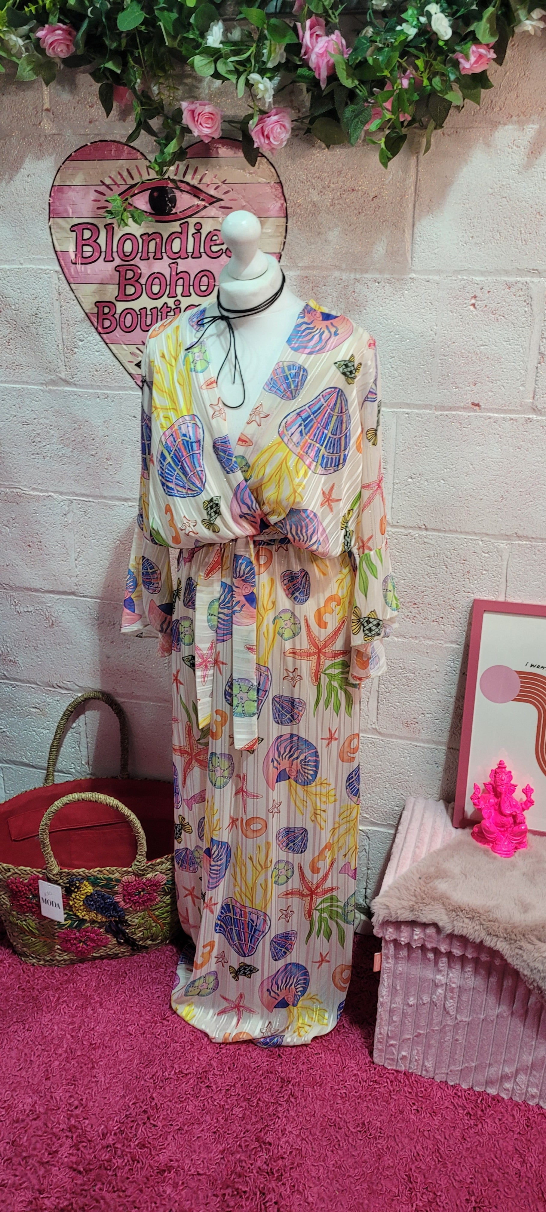 Troiska Collection Silk Blend Beach Girl Maxi Dress