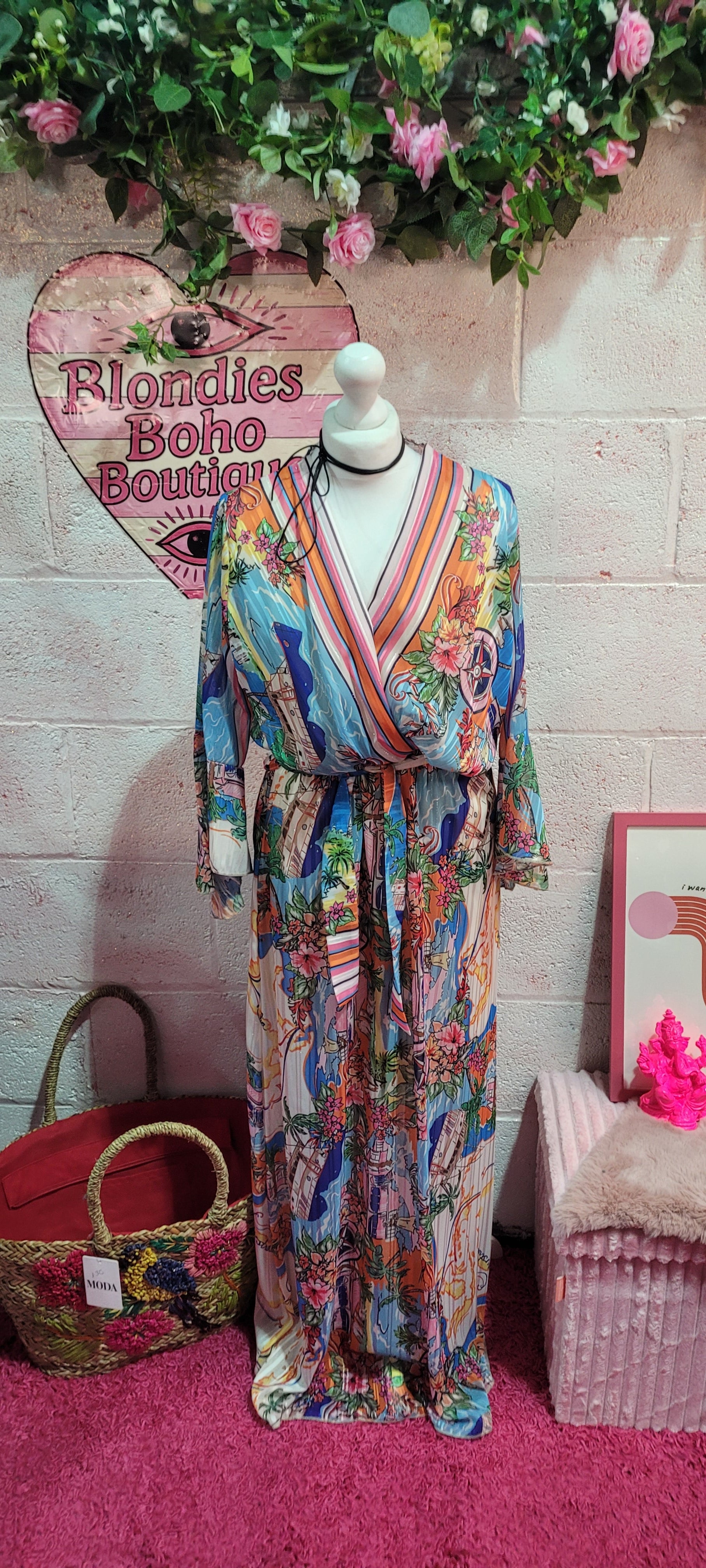 Troiska Collection Silk Blend By The Sea Maxi Dress