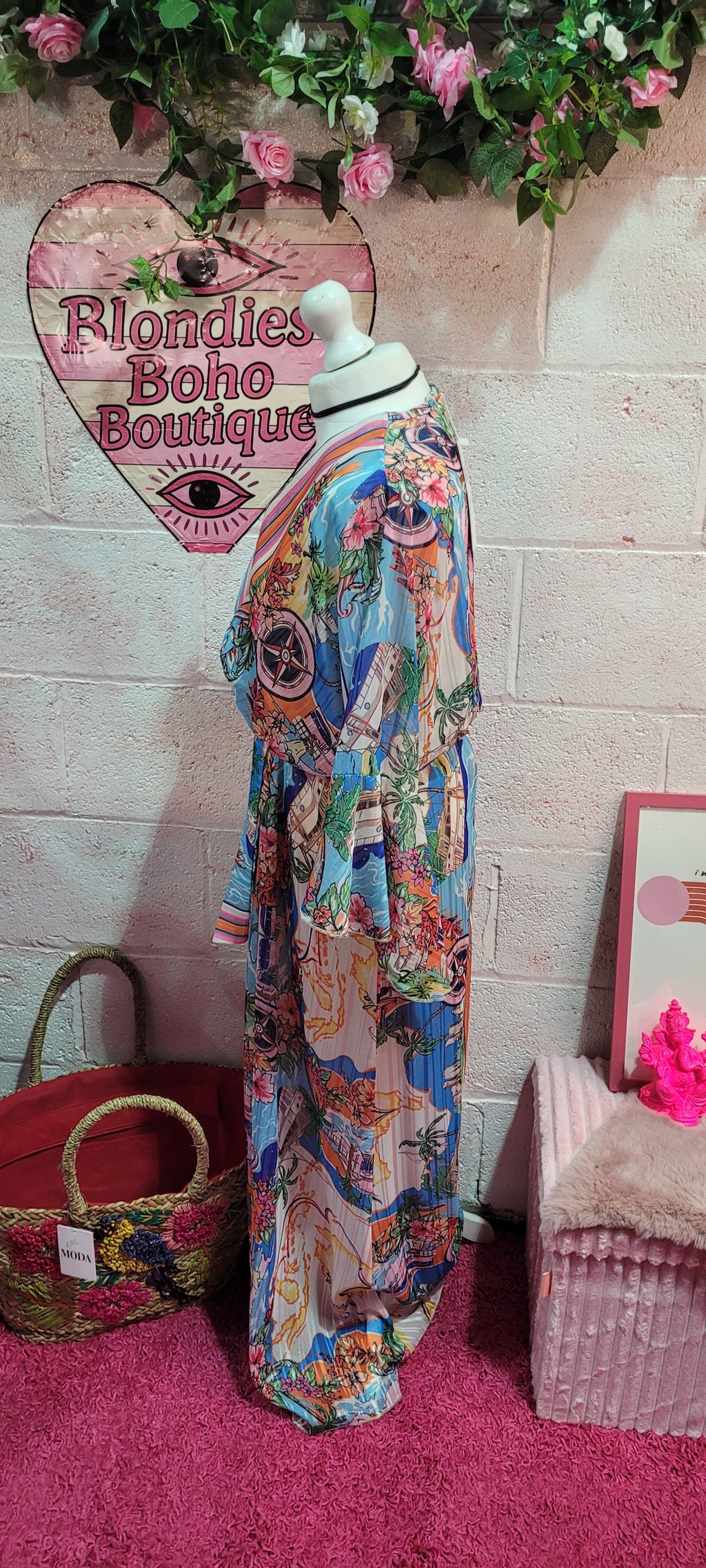 Troiska Collection Silk Blend By The Sea Maxi Dress