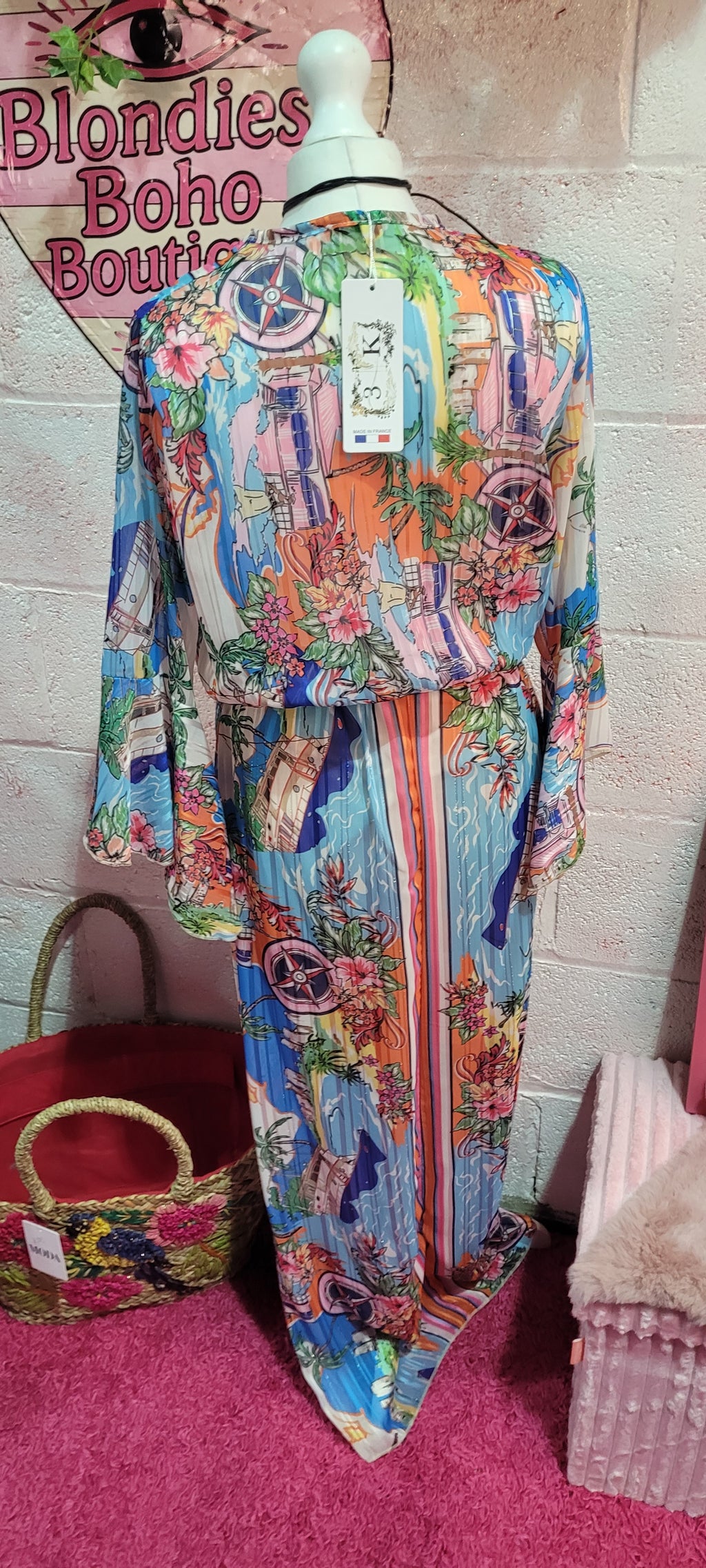 Troiska Collection Silk Blend By The Sea Maxi Dress