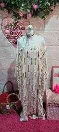 Dorinda Sequin Kaftan Ivory & Gold