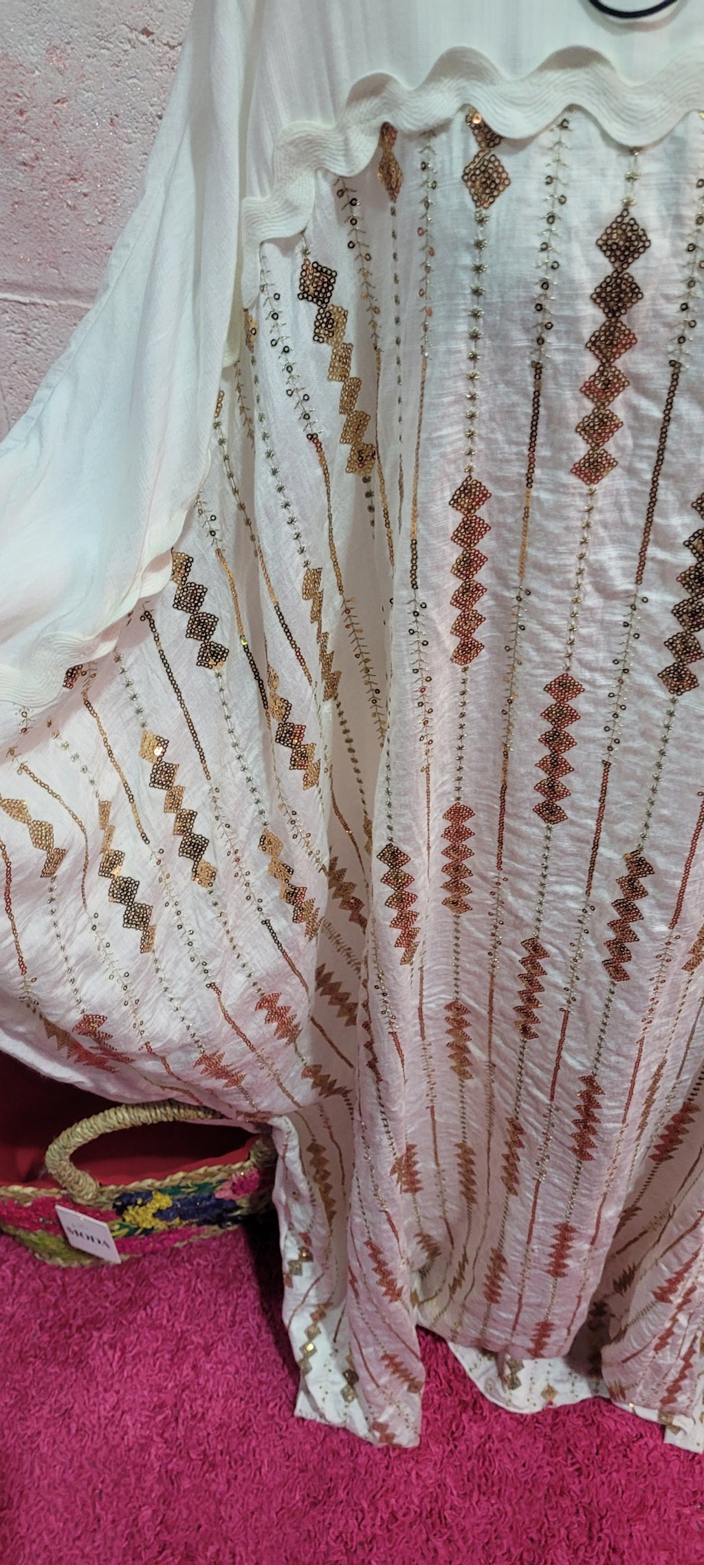 Dorinda Sequin Kaftan Ivory & Gold