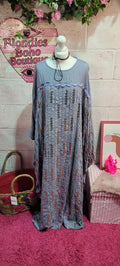 Dorinda Sequin Kaftan Washed Blue & Gold