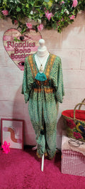 Beverley Boho Paisley Jumpsuit Green & Ivory