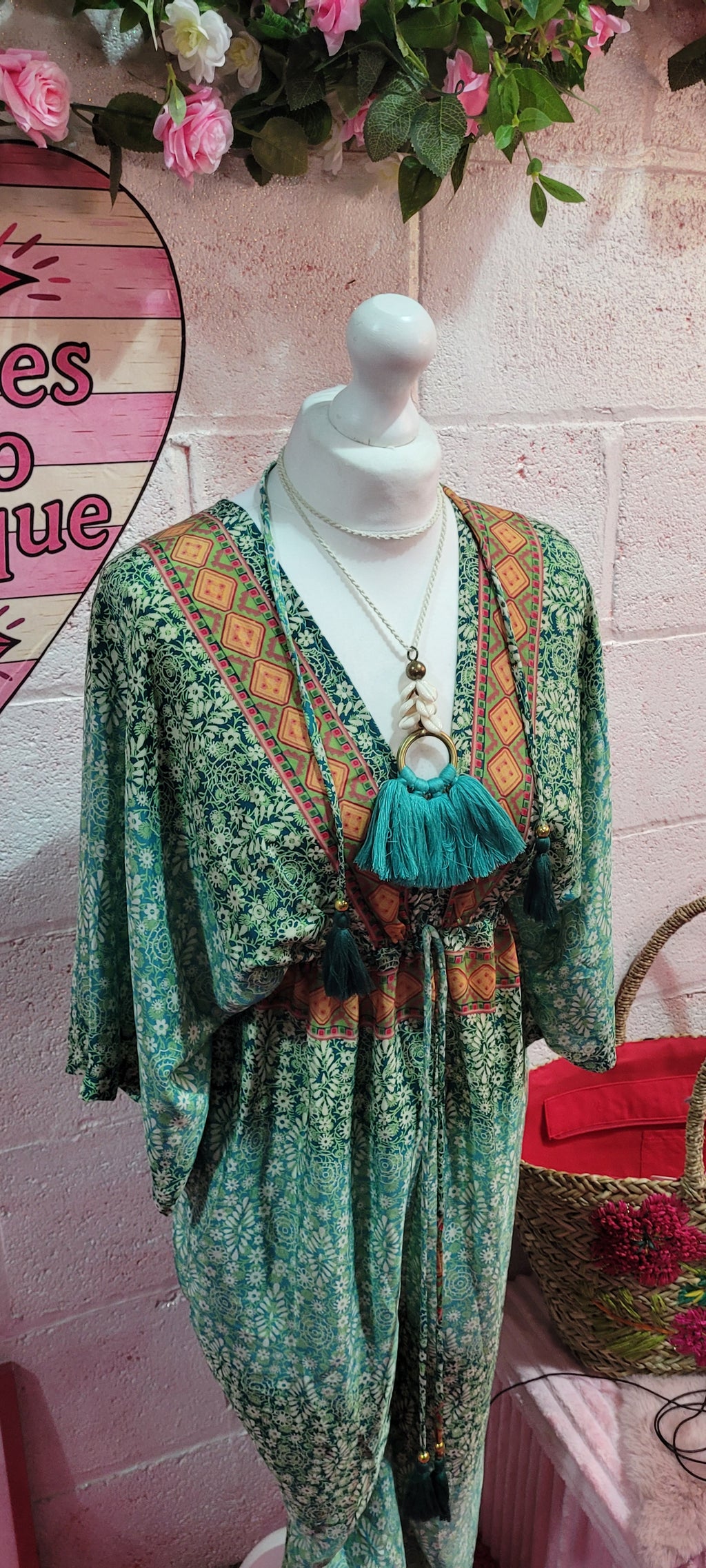 Beverley Boho Paisley Jumpsuit Green & Ivory