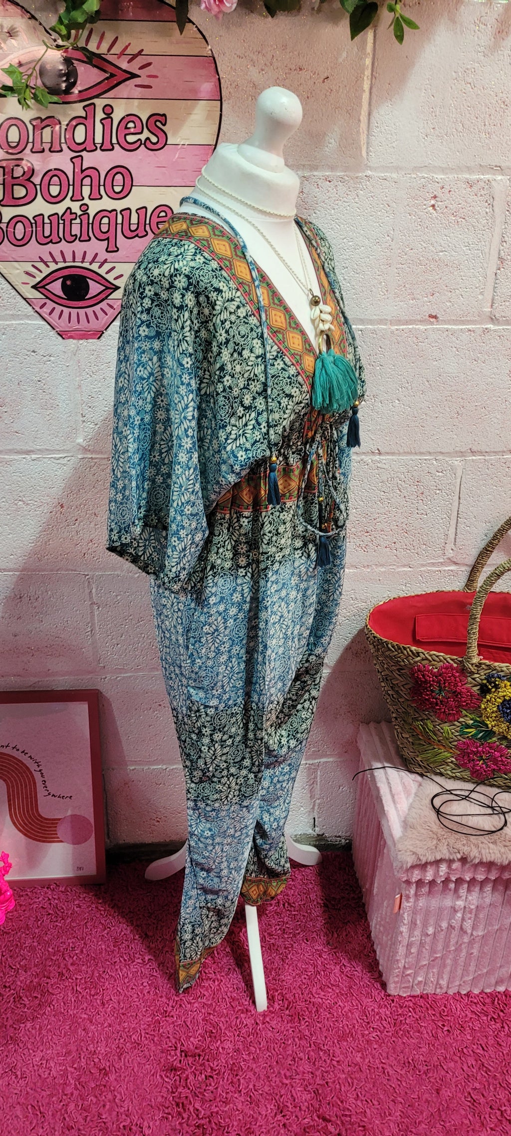 Beverley Boho Paisley Jumpsuit Navy & Teal