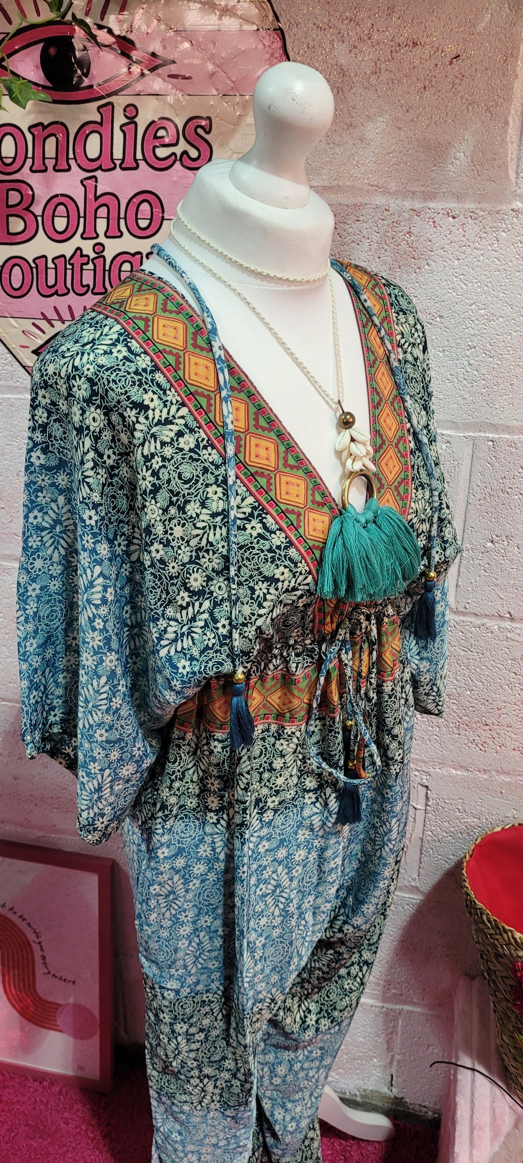 Beverley Boho Paisley Jumpsuit Navy & Teal