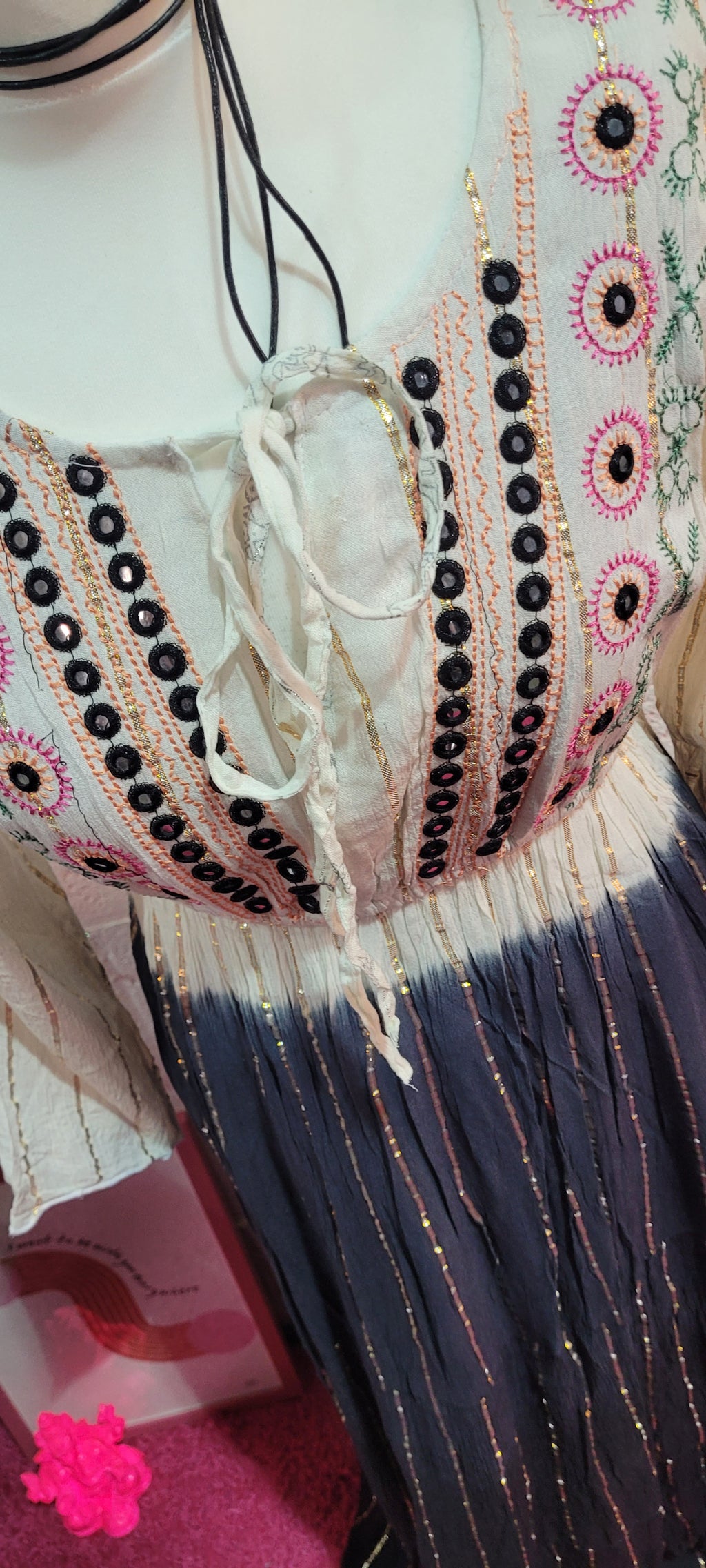 Tamika Dip Dye Mirrored Maxi Dress Cream & Charcoal