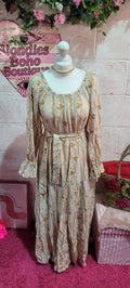 Daisy Embellished Gilt Bardot Belted Maxi Dress Ivory & Gold
