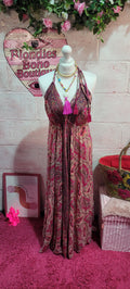Tabitha Strappy Paisley Maxi Dress Fushia Pink Blend