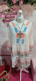 Collette Beaded Aztec Button Down Midi Dress