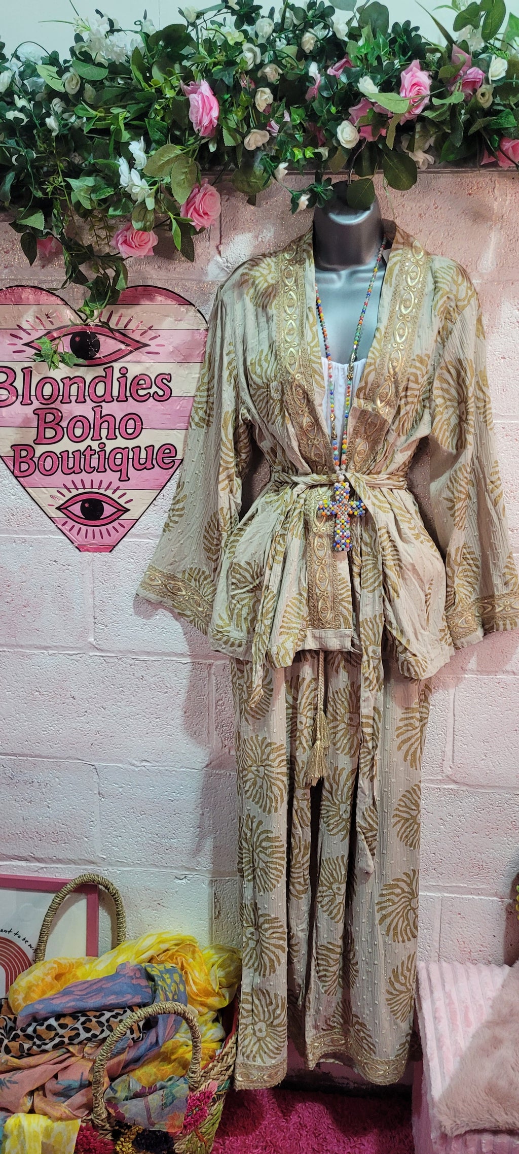 Fi Embellished Caramel & Gold 2 Piece Trouser Set