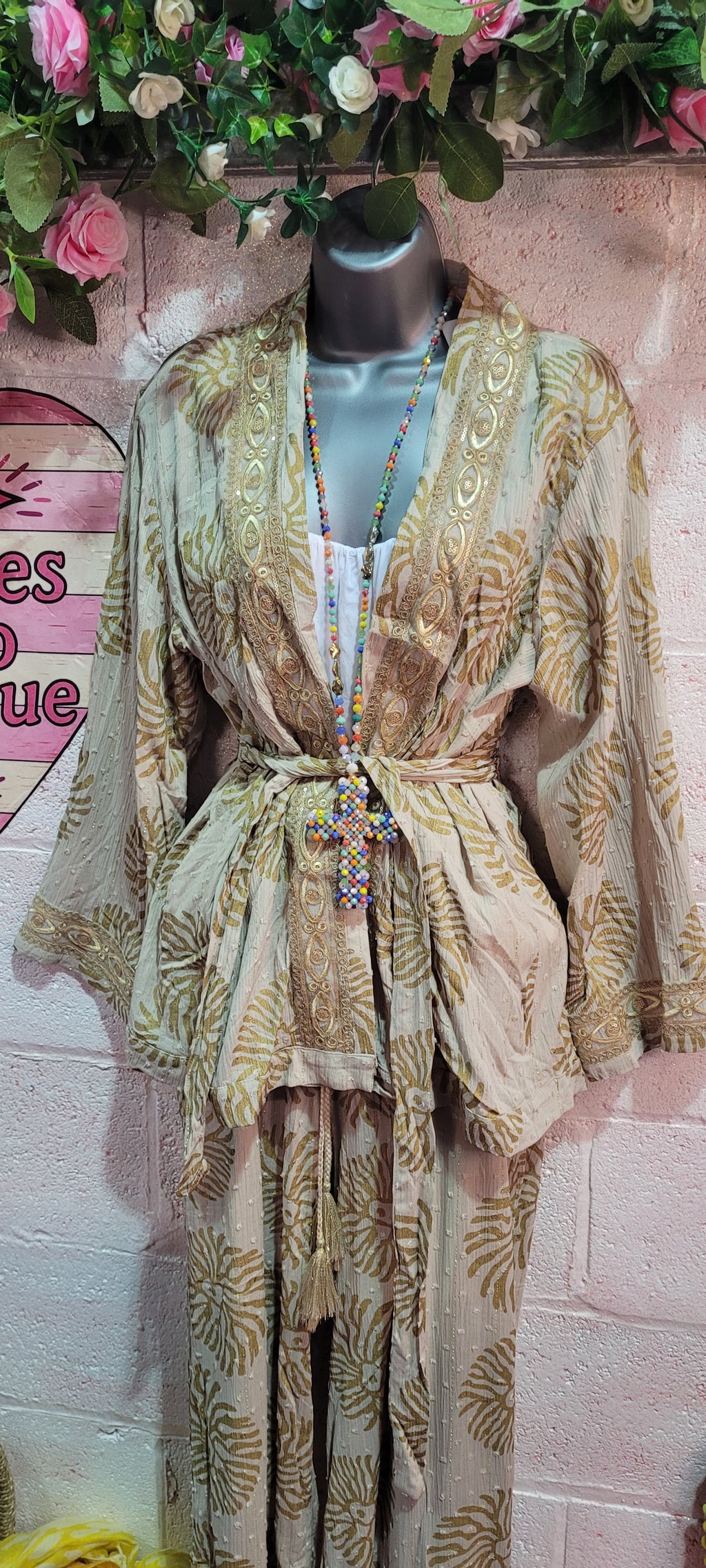 Fi Embellished Caramel & Gold 2 Piece Trouser Set