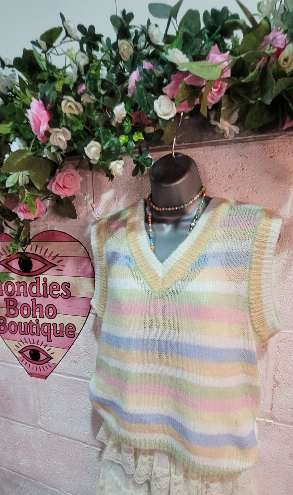 Leona Teddy T Tank Top Pink, Peach & Ivory
