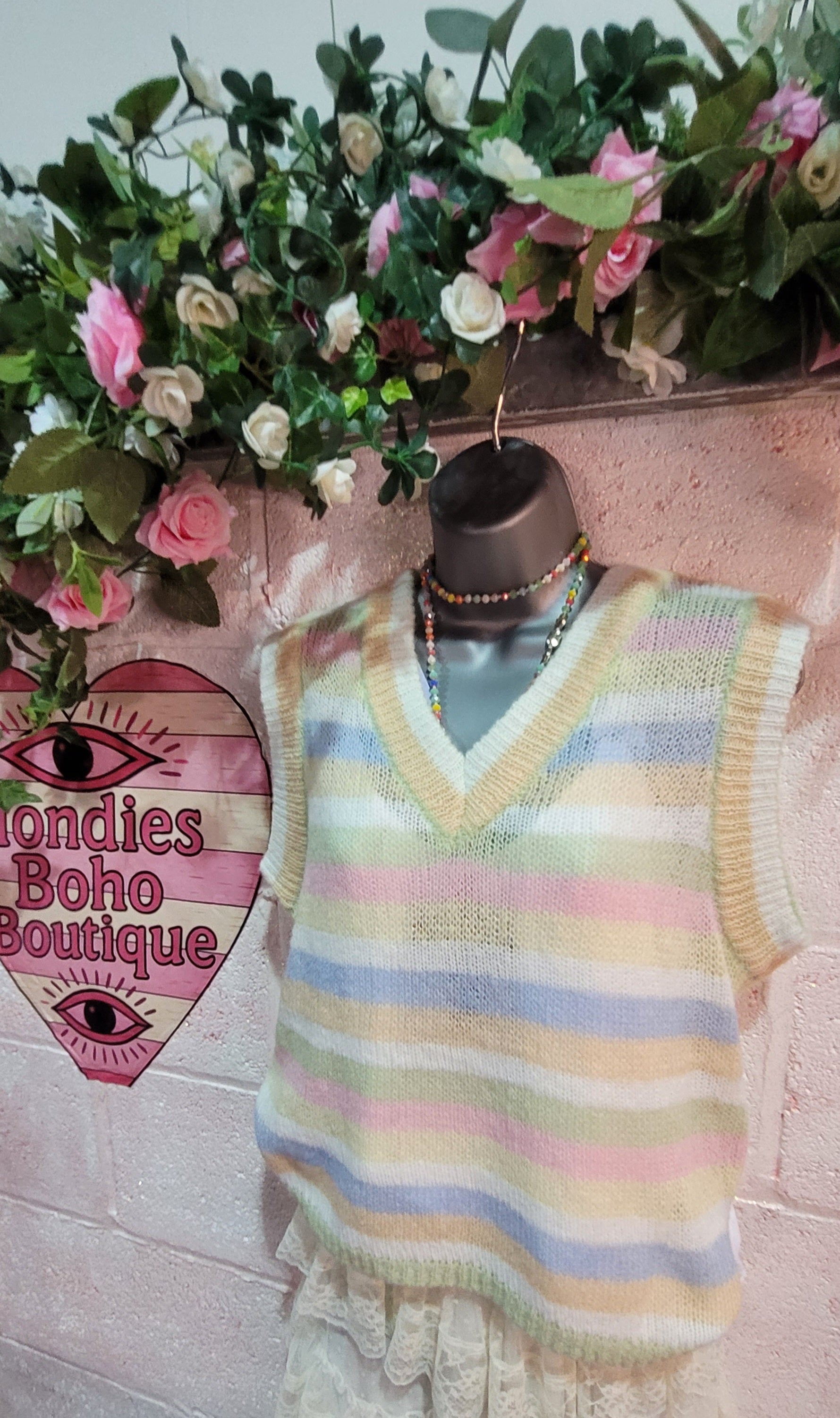 Leona Teddy T Tank Top Pink, Peach & Ivory