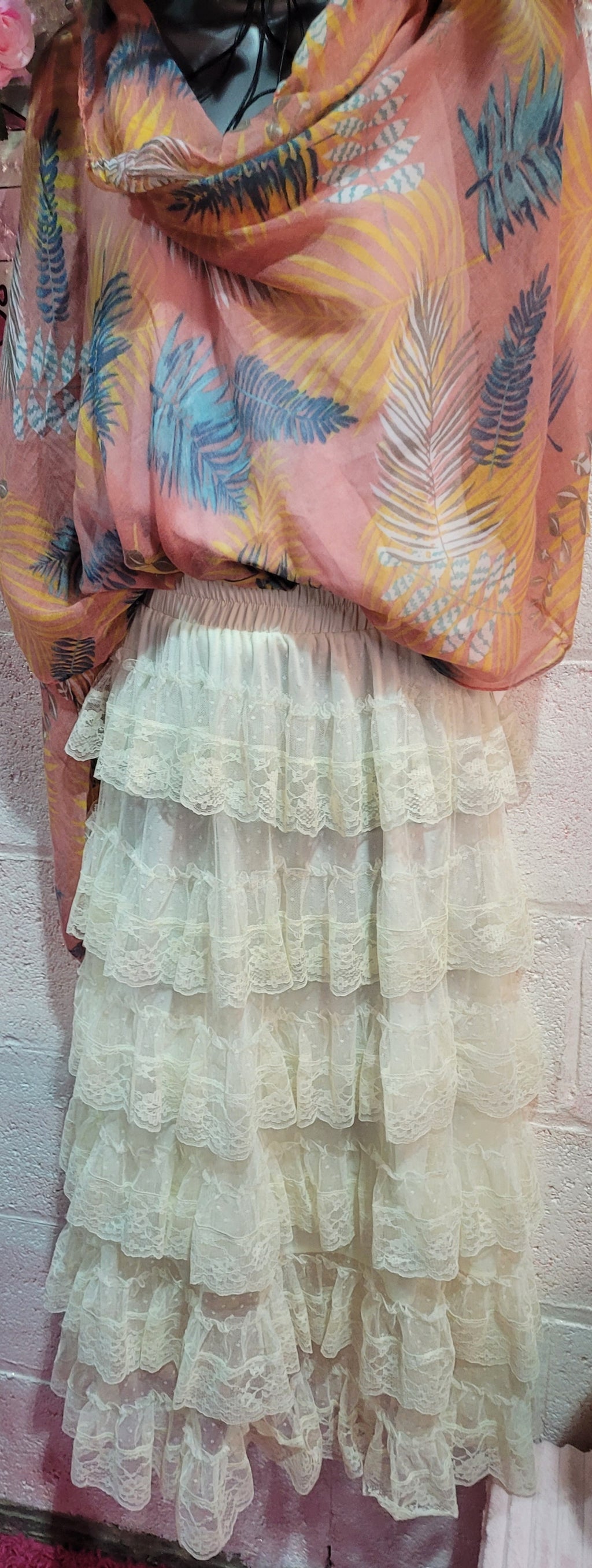 Trinny Lace Tiered Skirt Ivory