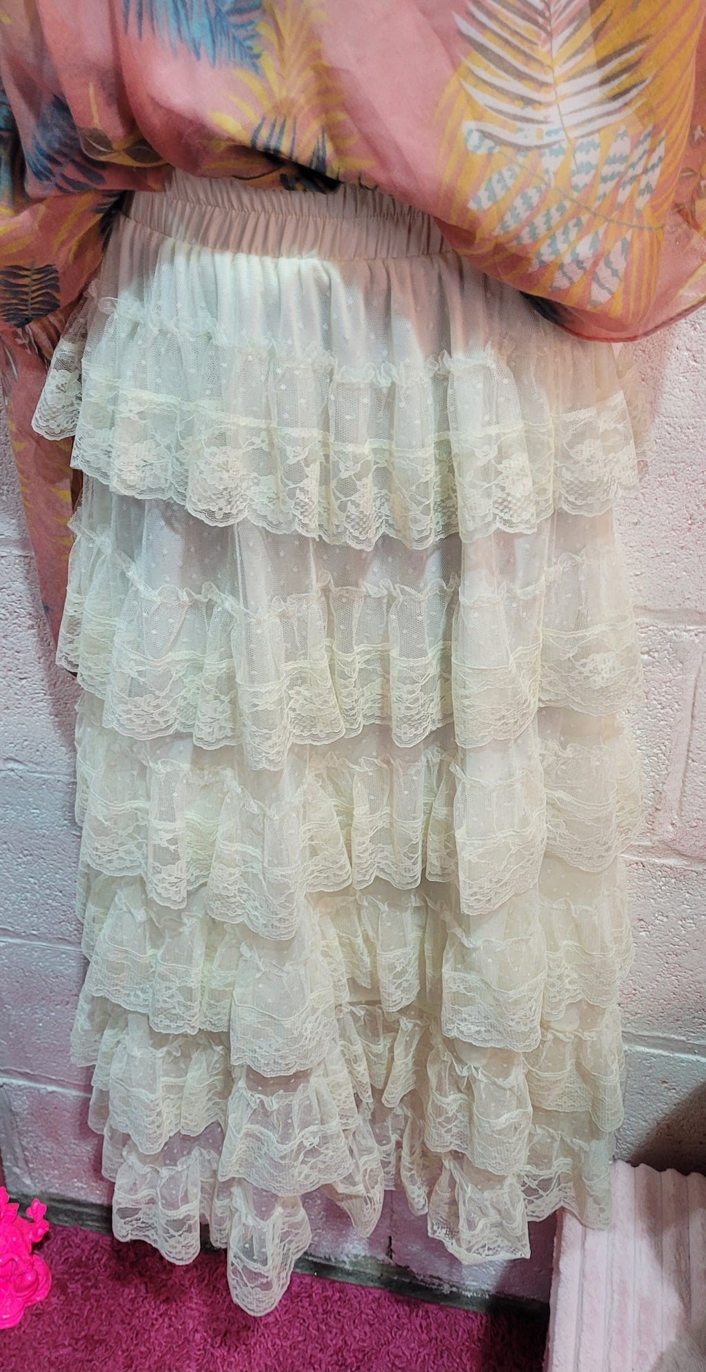 Trinny Lace Tiered Skirt Ivory