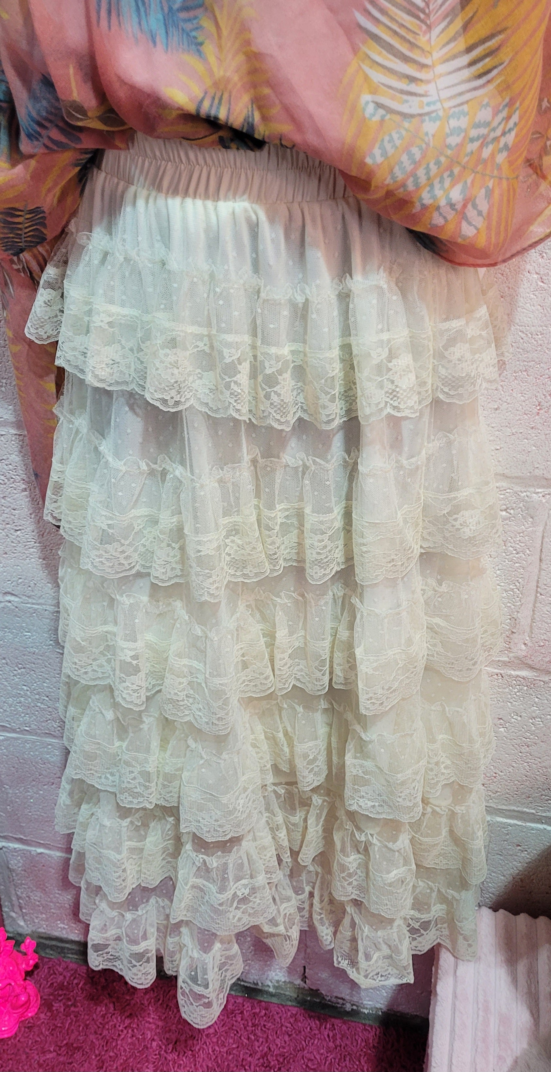 Trinny Lace Tiered Skirt Ivory