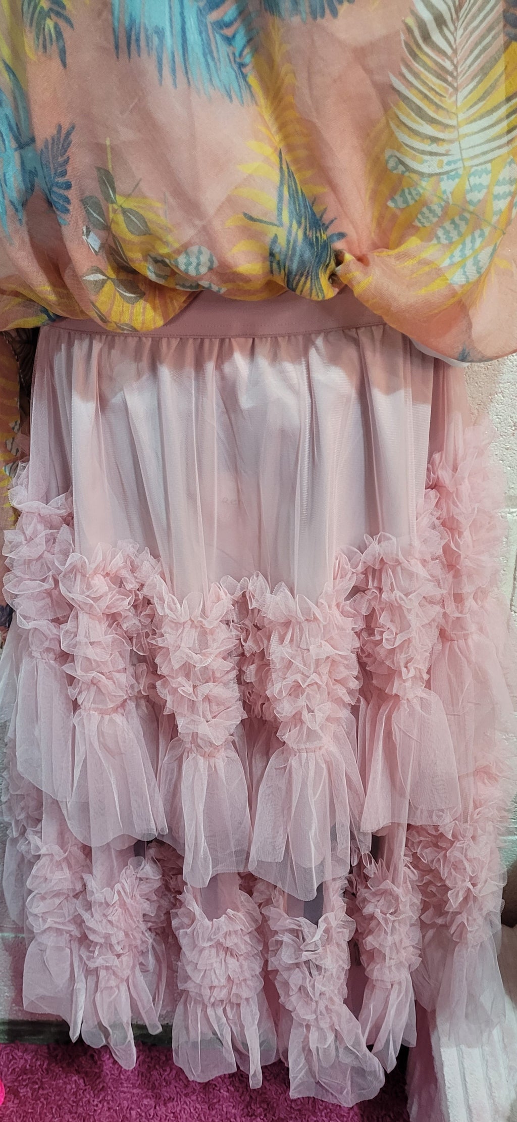 Talulah Organza Ruffle Skirt Soft Pink