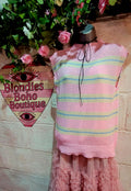 Tamra Striped Teddy Tank Knit Blue & Pink