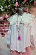 Scarlett Lace Collared Cotton Shirt Ivory & Cream
