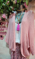 Vanessa Mesh Sparkle Slouch Cardigan Pink & Gold