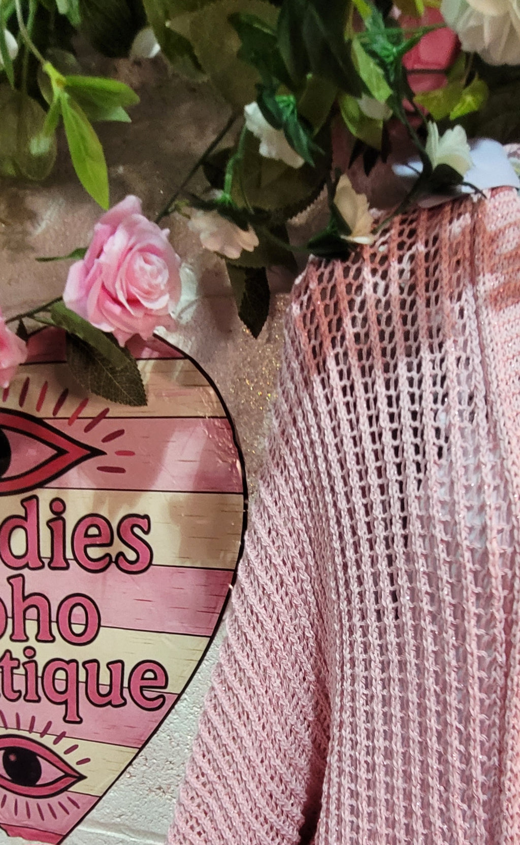 Vanessa Mesh Sparkle Slouch Cardigan Pink & Gold