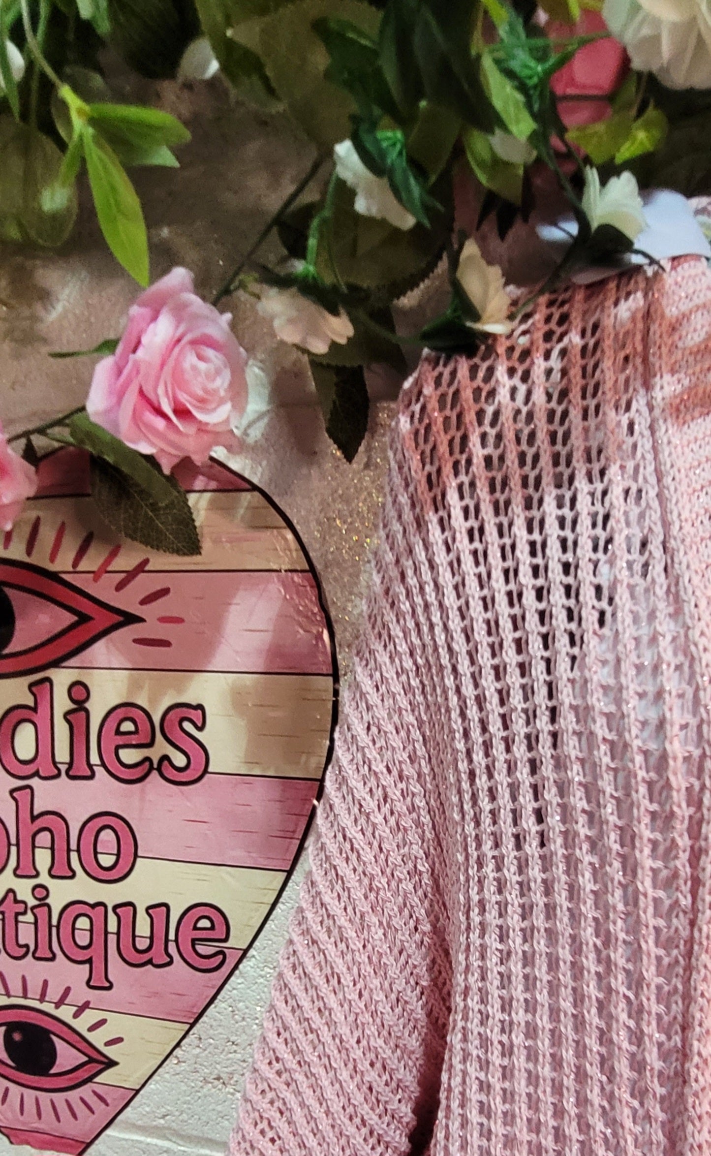 Vanessa Mesh Sparkle Slouch Cardigan Pink & Gold