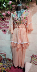 Seema Embellished Two Piece Trouser Set Peach