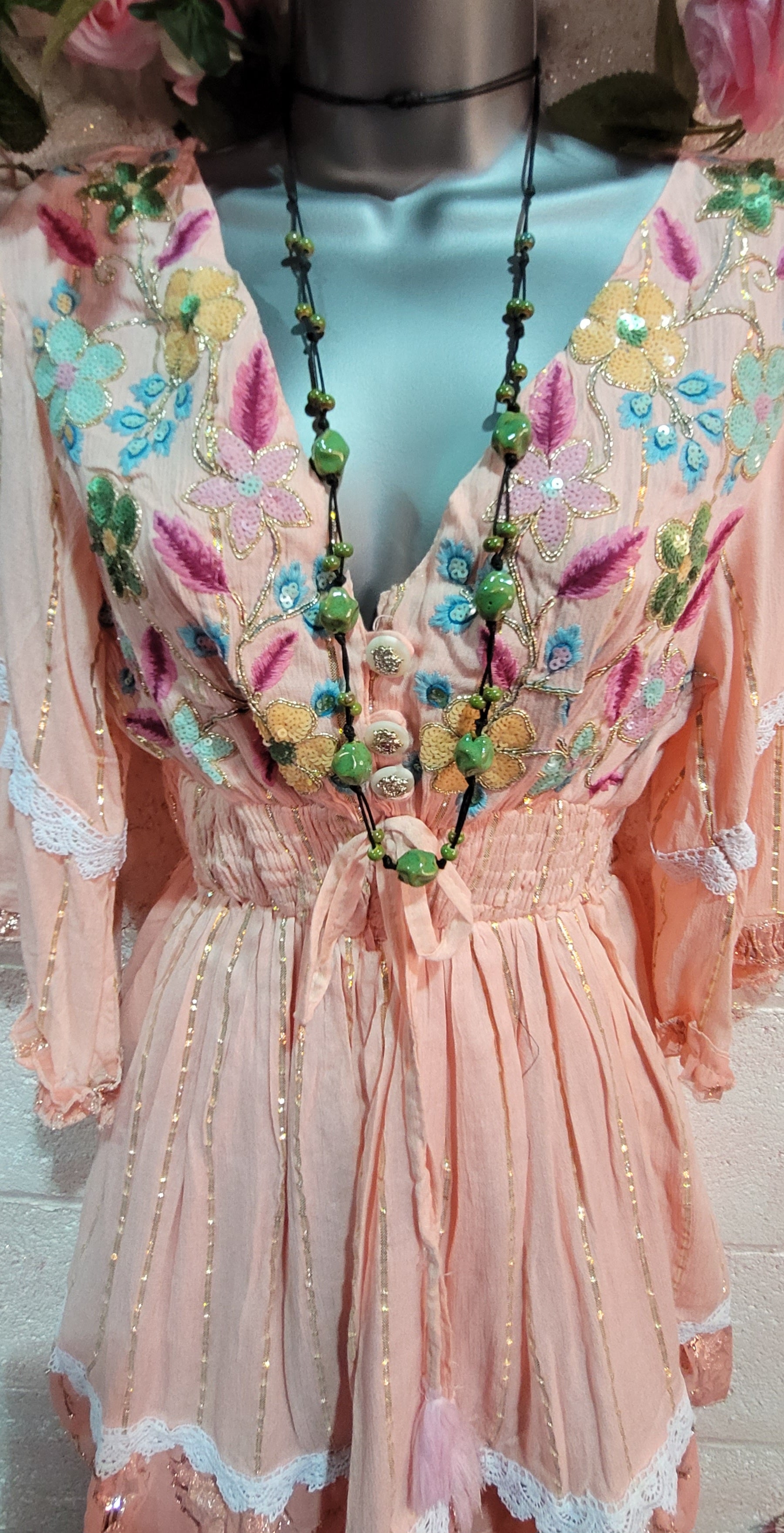 Seema Embellished Two Piece Trouser Set Peach