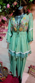Seema Embellished Two Piece Trouser Set Mint