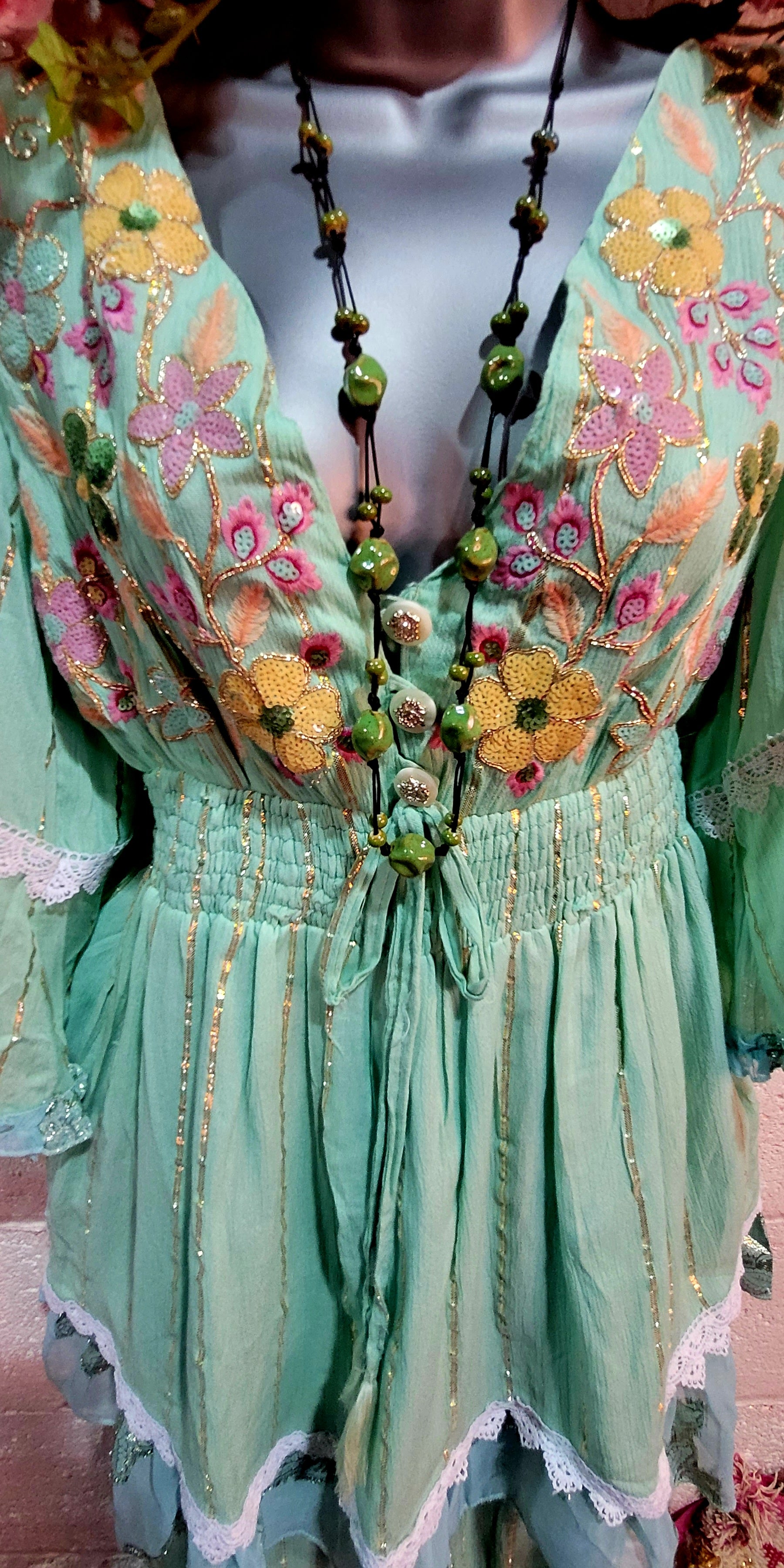 Seema Embellished Two Piece Trouser Set Mint