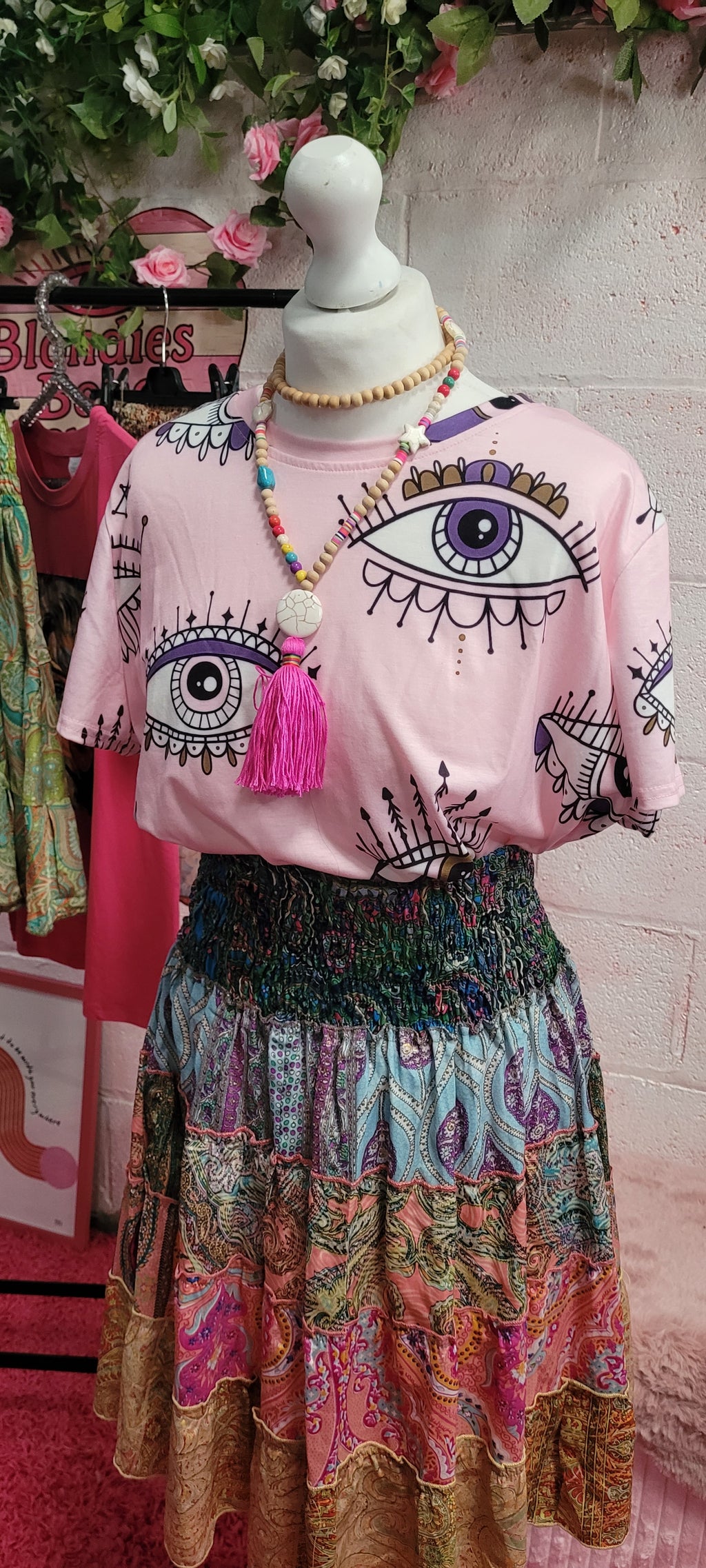 Love Lashes Eye T Shirt, Pastel Pink
