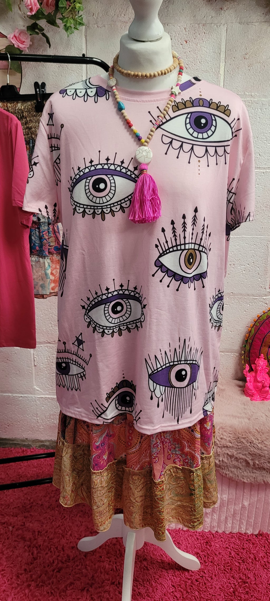 Love Lashes Eye T Shirt, Pastel Pink
