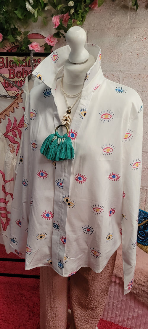All Seeing Eye Blouse White Pastel Tones