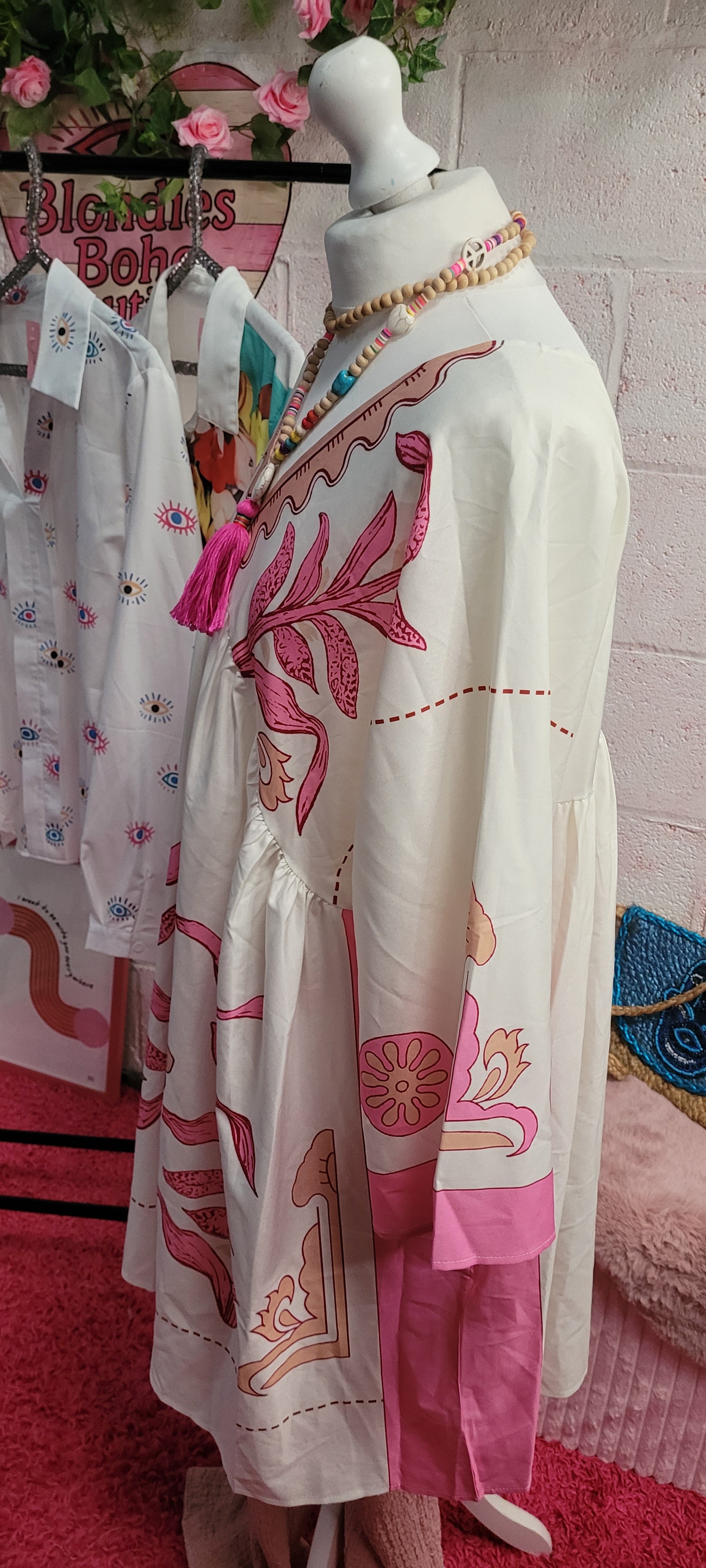 Anoushka A Sym Drop Waist Midi Dress Caramel & Ivory