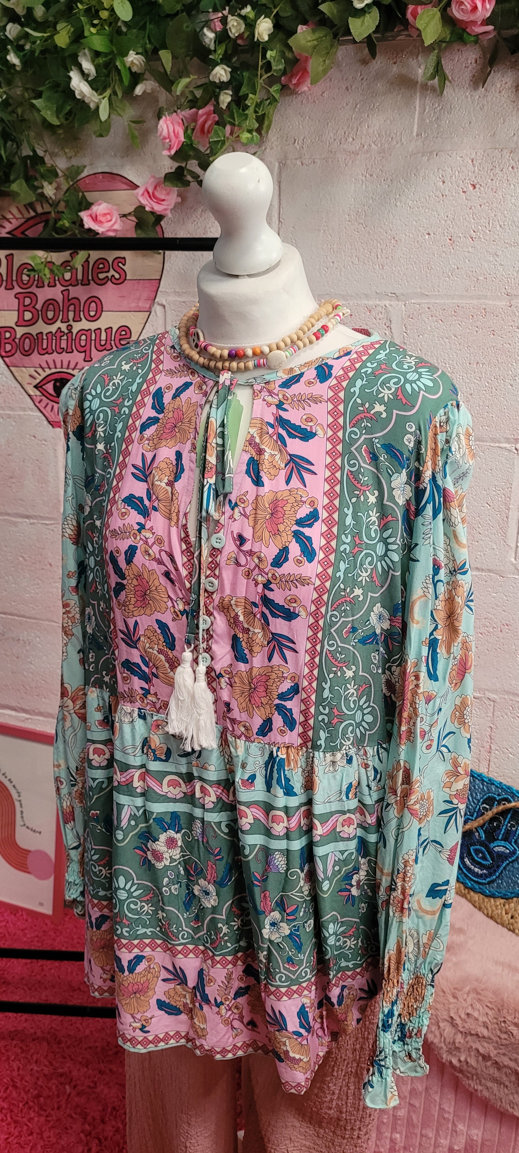 Pippa Paisley Floral Button Down A Sym Blouse Pastel Tones